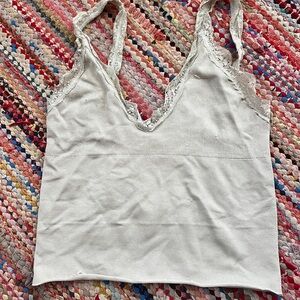 Free People Lace Trim Tank Top - Cream